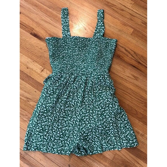 Lulus Romper Women's Small Green Floral Stretch Smocked Sleeveless Squar Neck - Picture 1 of 6
